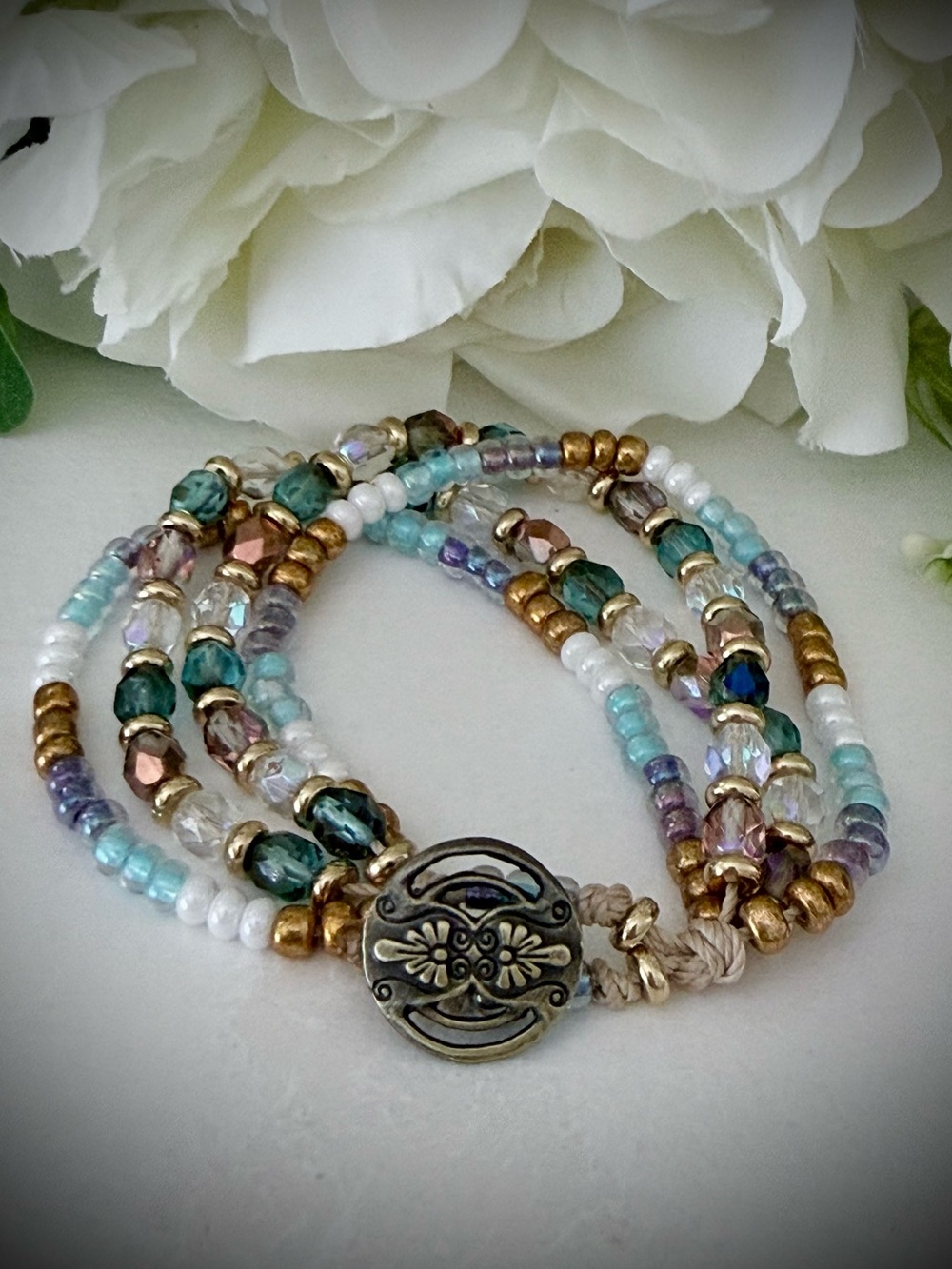 Boho Bead Multi Strand Wrap Bracelet
